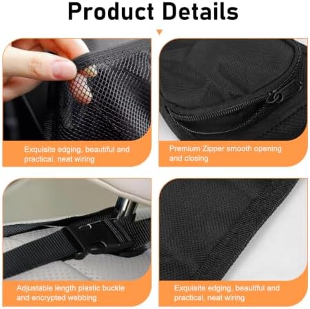 2PCS Car Seat Storage Hanging Bag, Multi-Pocket Seat Side Organizer with Mesh Pocket, Multifunctional Storage Pouch for Phone Wallet Glasses Drink, Universal Car Holder for Sedans SUVs Trucks - Image 3