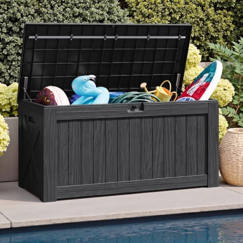 JUMMICO 120 Gallon Resin Deck Box, Large Outdoor Storage Box Waterproof - Image 6