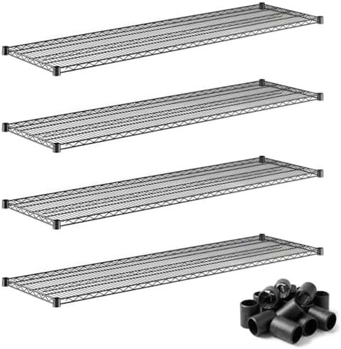21" x 72" Extra Wire Shelves 4 Pack for Storage Racks, NSF Black Finish, 600 lb Capacity by Zedfire