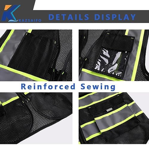 Safety Vest for Men Women with Pockets (KZ176-Black-3XL) - Image 3