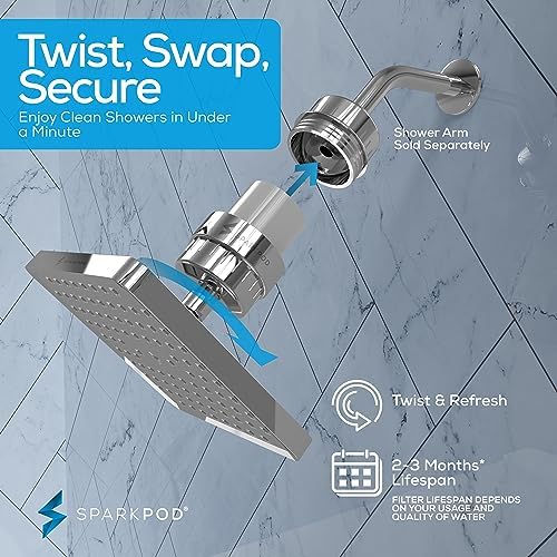 SparkPod Filtered Shower Head, 23-Stage, 8" Square, Polished Chrome - Image 7