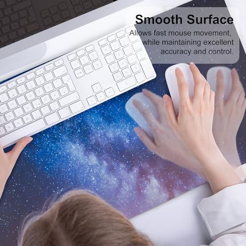 QiyI PU Leather Large Mouse Pad, Office Decor, 31.5" x 15.7", Blue Galaxy - Image 5