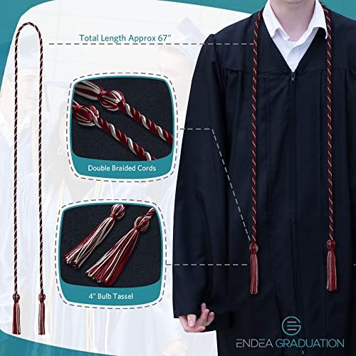 Endea Graduation Single Honor Cord Two-Color (Cardinal/Silver) - Image 3