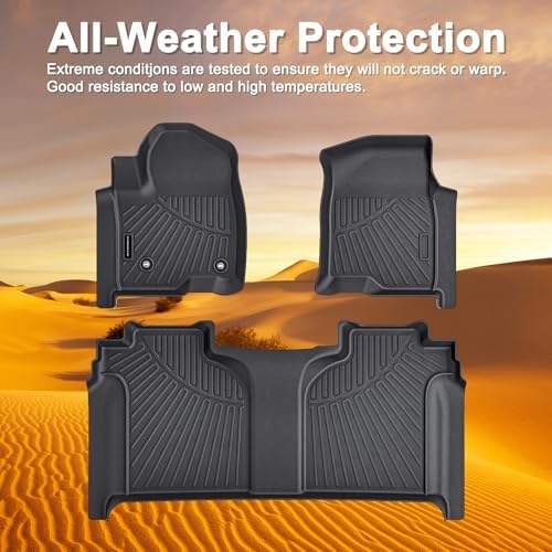 Floor Mats for 2019-2026 Chevy Silverado GMC Sierra 1500 Crew Cab, Chevrolet Silverado/Sierra 2500 HD/3500 HD Crew Cab TPE All Weather Protection Car Floor Liners Accessories - Image 6