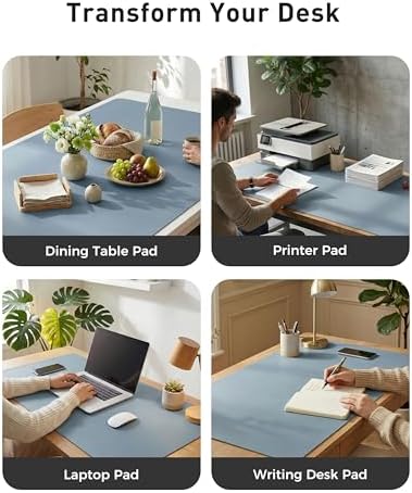 Aothia Faux Leather Desk Mat - Large Mouse Pad, Non-Slip PU Leather Blotter, Waterproof Writing Surface for Office and Home (Denim Blue, 63" x 17") - Image 6