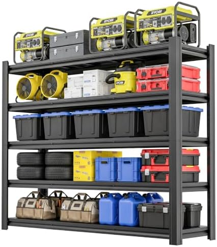 5-Tier Heavy Duty Garage Shelving, 5000LBS Capacity Boltless Rack, 62" W Adjustable Metal Storage Shelves Unit for Warehouse, Basement, Garage by Unknown
