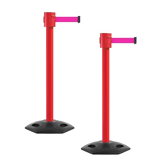 Montour Line MSR760 Set of 2 Retractable Belt Barrier Stanchion, Rubber Base by Montour+Line