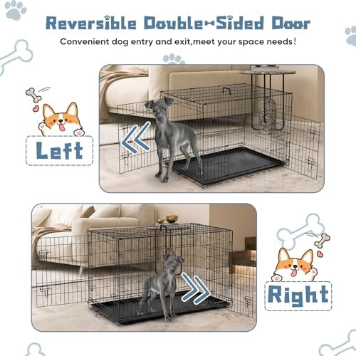 DUMOS 48 Inch Dog Crate, Foldable Medium Large Dog Cage Pet Kennel - Image 6