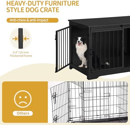Hzuaneri 39.3" L Dog Crate Furniture Indoor Dog Kennel with Barn Door - Image 4