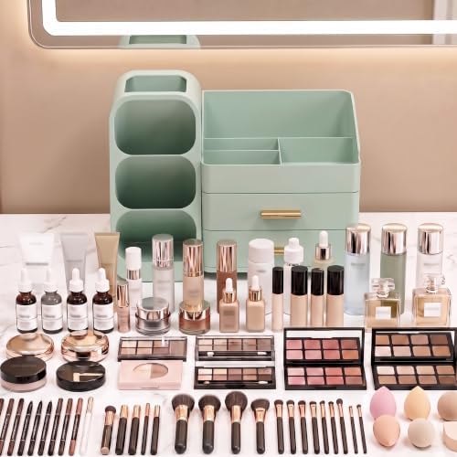 Large Capacity Makeup Organizer Countertop with Makeup Brush Holder for Vanity, Thickened Material, Bathroom Countertop Organizer Skin Care Perfumes Storage, Teen Girl Gifts for 12-23 Year - Image 4