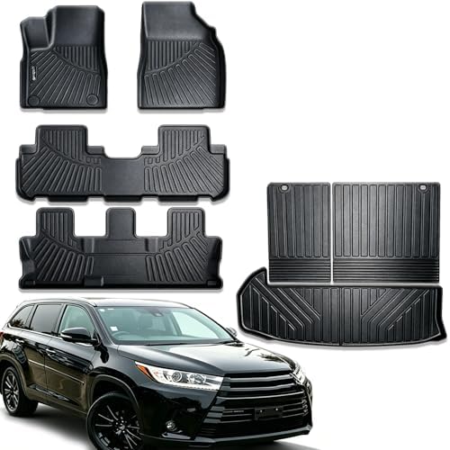 Floor Mats & Cargo Liners & Backrest Mat for 2014-2019 Toyota Highlander 7&8 Seats TPE All Weather Protection Car Floor Mats with Trunk Mat Covering The Backrest by Unknown