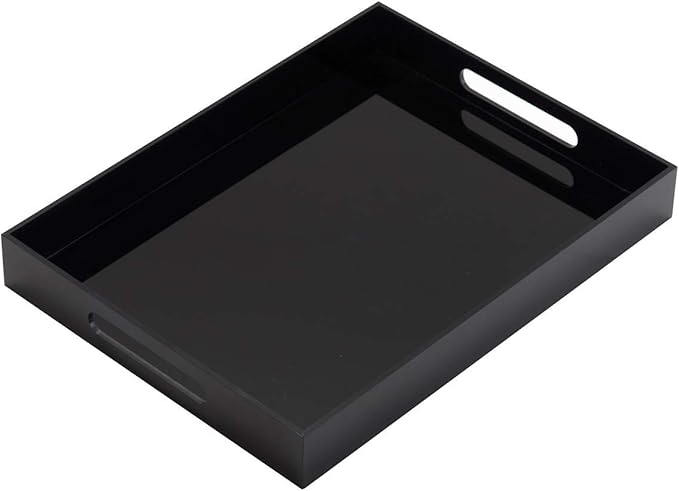Glossy Black Sturdy Acrylic Serving Tray by KEVLANG