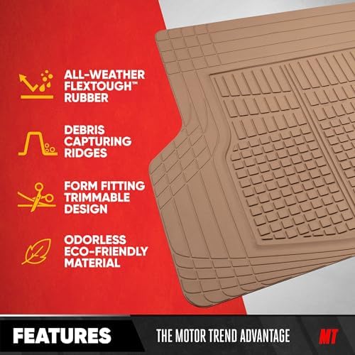 Motor Trend FlexTough Rear Cargo Mat – Heavy-Duty Trimmable Car Trunk Mat for Back of SUV, Universal Rear Cargo Liner for SUV, Flexible Trunk Liner, Automotive Floor Mats & Cargo Liners (Beige) - Image 3