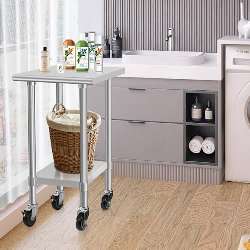 HARDURA Stainless Steel Commercial Table 24×24 Inches with Casters - Image 7
