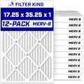 Filter King 17.25x35.25x1 Air Filter MERV 8, AC Furnace Filters (12-Pack) by FilterKing