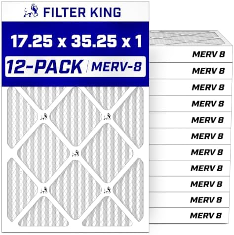 Filter King 17.25x35.25x1 Air Filter MERV 8, AC Furnace Filters (12-Pack) by FilterKing