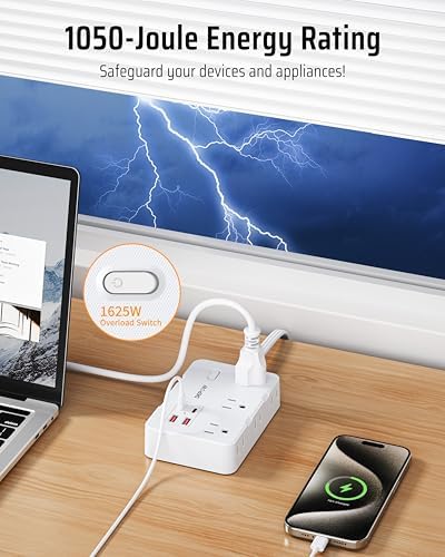 DEPOW 3 FT Power Strip Surge Protector with 6 Outlets 4 USB Ports (2 USB C) - Image 6