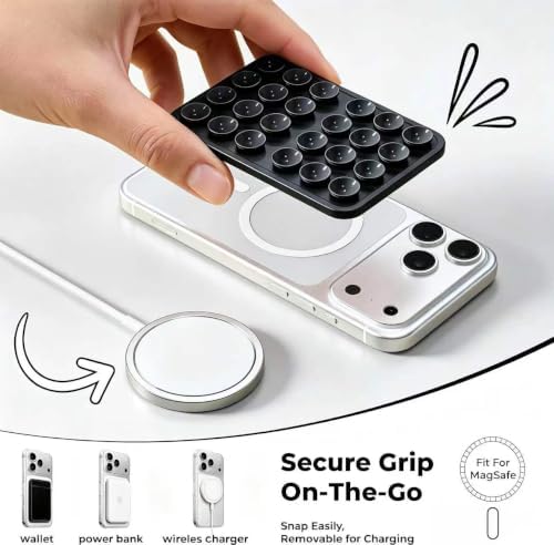 (2 Pack) Magnetic Suction Sticky Phone Grip for Magsafe Case, Pink & Blue - Image 6