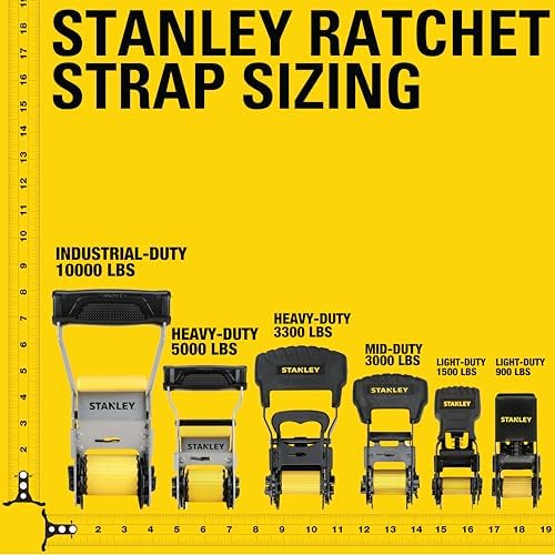 STANLEY 1" x 10' x 900 lbs Light-Duty Ratchet Straps, 4-Pack - Image 3