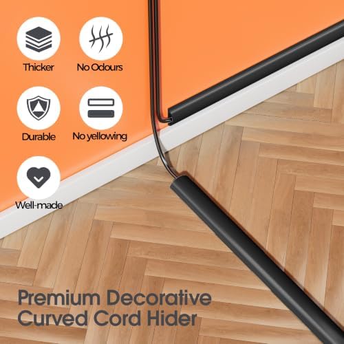TV Cord Hider for Wall Mounted TV, Black, 56.7in, 4× L14.2in W1.18 H0.43in - Image 6