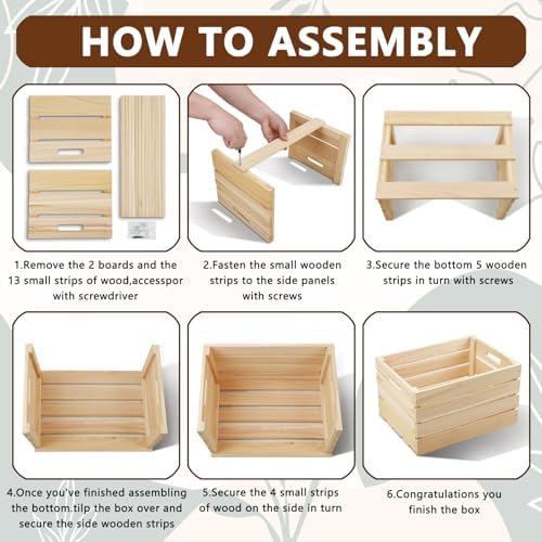 3 Pack Large Wooden Storage Crates 16 x 12 x 9.5 Inches - Image 4