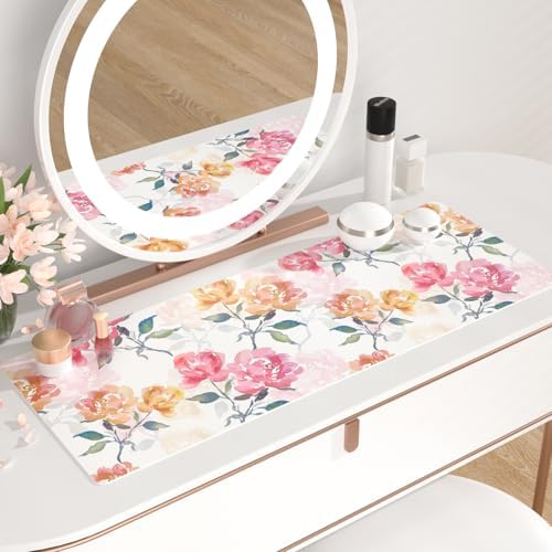 QiyI PU Leather Large Mouse Pad, Office Desk Mat, 31.5" x 11.8", Peonies - Image 6