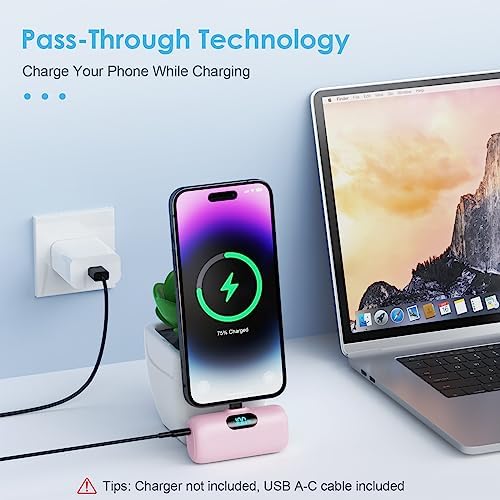 Mini Portable Charger USB C Power Bank,Upgraded 5000mAh PD Fast Charging Battery Pack Built-in USB-C Connector Travel Essential for iPhone17/17Pro/17Pro Max/Air/16 Plus/16Pro Max/15 Series,Android etc - Image 6