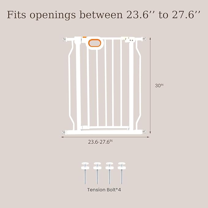 owlie Small Narrow Baby Gate for Stairs Doorways Hallways 23.6-27.6 Inch Wide - Image 3