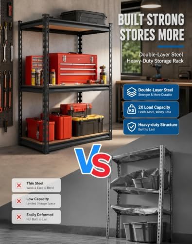 OUTLANE 3 Tier Garage Shelving Heavy Duty,1350 LBS Adjustable Rack Shelf - Image 4