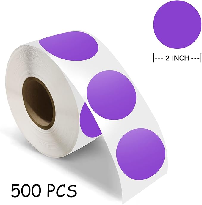 500 PCS Dot Sticker Tape 2" Inch Round Color Coding Labels Removable Writable - Image 7
