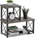 Honiter Desk Shelf for Top of Desk, Wood Desktop Shelf, 2 Tier Adjustable Bookshelf Organizer, Freestanding Stackable Desk Stand Storage Organizers Kitchen Counter Display Rack by Honiter
