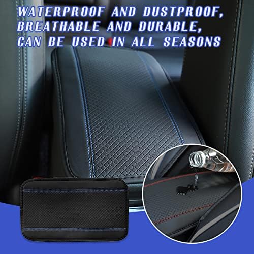 Ziciner Car Center Console Armrest Pad, PU Leather Waterproof Auto Armrest Seat Box Cover Protector, Universal 12.59x 7.24 Inch Vehicles Interior Accessories for Most Car SUV (Black & Blue) - Image 6