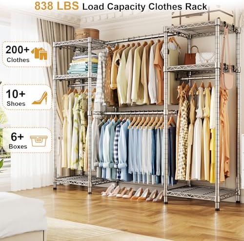 Ulif E7 Heavy Duty Closet Garment Rack, Clothes Storage Organizer System - Image 2