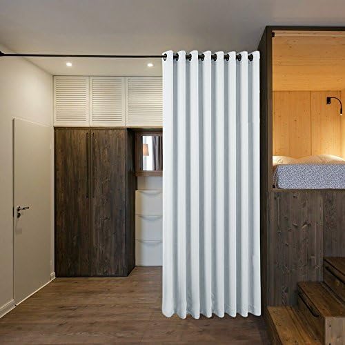 NICETOWN Large Room Divider Curtain Screen Partitions, Reduce Sunlight Grommet Top Contemporary Room Divider Curtain Panel for Furniture Protecting (1 Pack, 9ft Tall x 15ft Wide, Greyish White) - Image 2