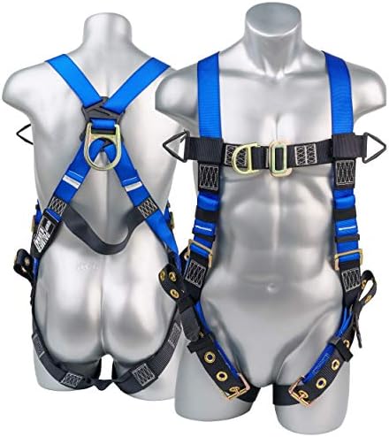 Fall Protection Body Safety Harness w/ 5pt Adjustments, Pass-through Chest, Grommet Legs, Front & Back D-Ring - Image 2