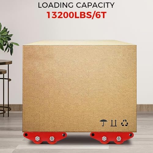6 Ton Heavy Duty Moving Dolly with 360° Rotating Anti-Skid Pad, Carbon Steel Machine Skate for Industrial Equipment, PU Wheel Skate for Workshop Warehouse Transport - Image 4