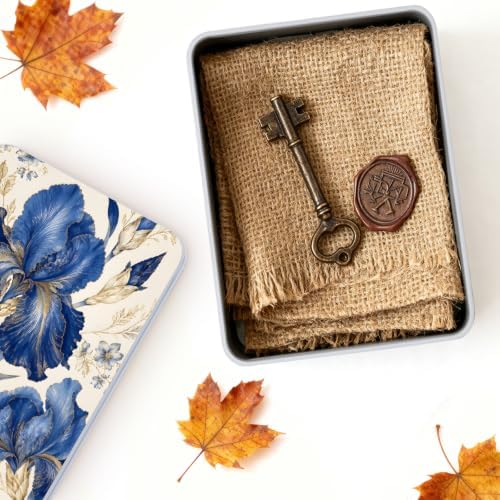 Royal Blue Iris Garden Metal Tin Box with Lid,Storage Container - Image 4