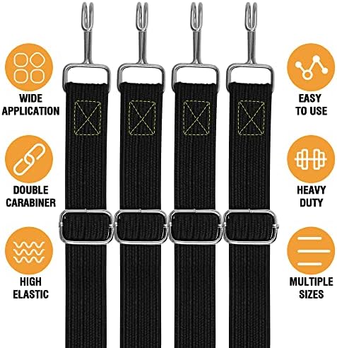 Bungee Cords Heavy Duty Outdoor, Long Adjustable Bungee Cords with Hooks Flat, 80 Inch High Elastic Rubber Bungee Straps with Hooks for Luggage, Roof Racks, Tarpaulin, Moving Cargo, Camps, Tarps - Image 4