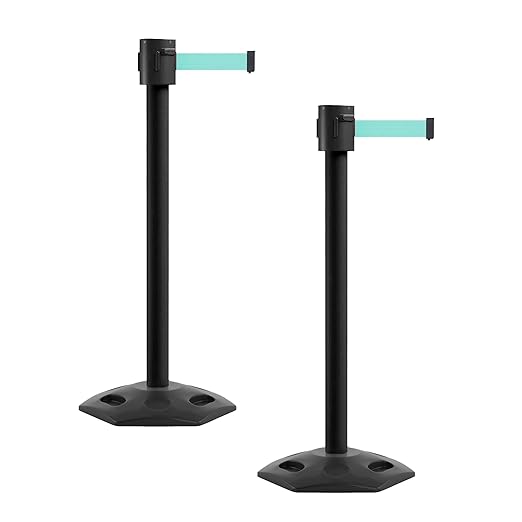 Montour Line MSR760 Set of 2 Retractable Belt Barrier Stanchion, Rubber Base by Montour+Line
