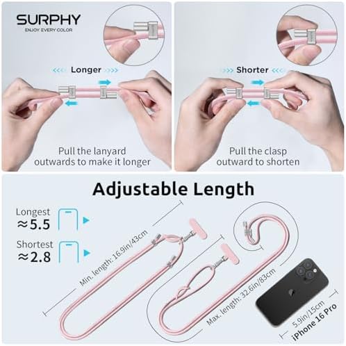 SURPHY Phone Lanyard Crossbody, Phone Strap Crossbody with 2 Tether Tabs - Image 5