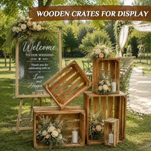 Set of 6 Wooden Crates for Display, Nesting Wood Crates for Storage - Image 3