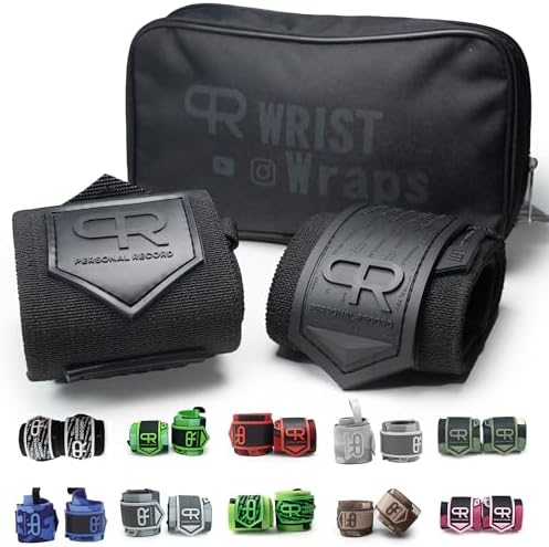 PR Personal Record Heavy Duty Premium Wrist Wraps, More Elasticity, Reinforced Stitching, Extra Wide Strap, Strong Thumb Loop, Larry Wheels Weightlifting Wraps by PRPersonalRecord