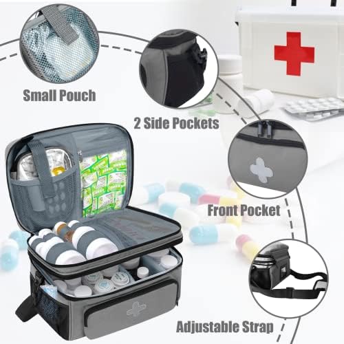 GDNasist Medicine Storage Bag, Medical Bag Pill Bottle Organizer Empty - Image 2