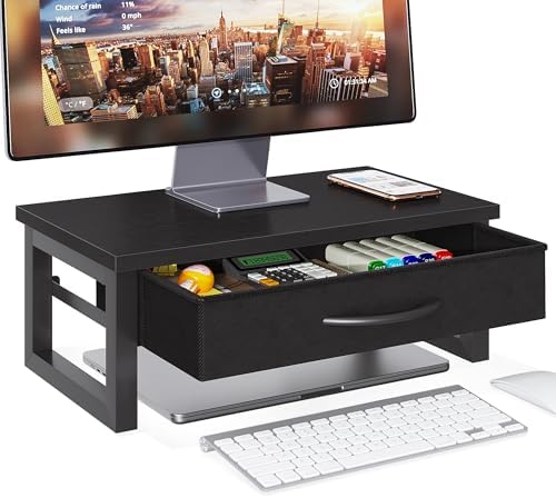 Computer Monitor Stand Riser, Desk Organizers and Accessories with Drawer, 2-Tier Laptop Stand for Desk, Office Organizer Storage, Wood by Unknown