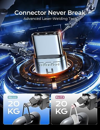 LISEN 240W USB C to USB C Cable Fast Charging Computer Security Cables Type C Charger Fast Charging Cord Type C Cable for iPhone 17 16 iPad MacBook Pro Air Samsung S25,10ft+10ft/2 Pack/White - Image 6