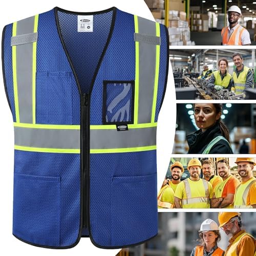 JKSafety Safety Vest for men women Hi Vis Vest with Pockets and Zipper High Visibility Construction Vests BX310 - Image 5