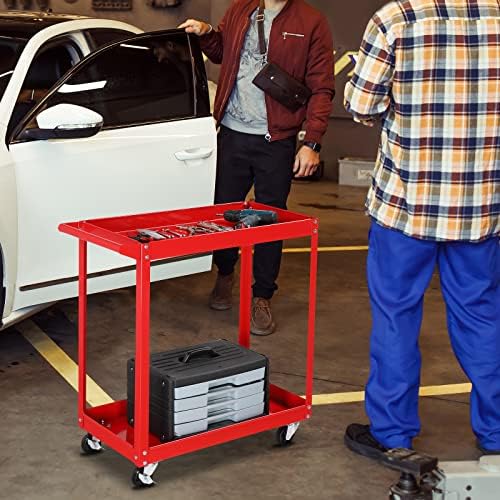 TUFFIOM 2 Tier Rolling Tool Cart, Industrial Service Cart on Wheels w/2 Brake,Heavy Duty Steel Utility Cart,Tool Organizer for Mechanic,Garage,Workshop,Warehouse & Repair Shop - Image 5