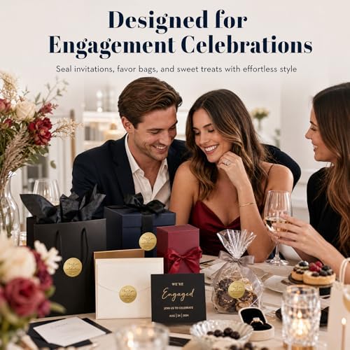 100PCS Thank You for Celebrating with Us Stickers, Embossed Matte Gold Wedding Favor Labels for Bridal Shower, Baby Shower, Engagement Party, Gift Bags & Invitations 1.6 Inch - Image 6