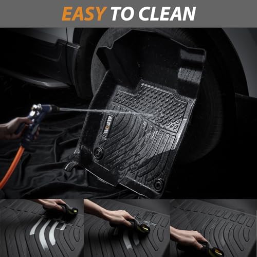 AIPOIL® Floor Mats for 2022-2025 2026 Toyota Tundra Double Cab Fits 1st & 2nd Row TPE All Weather Anti-Slip Floor Liners Full Set Custom Car Mats Accessories, Black - Image 6