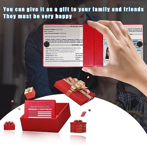 Ziciner Car Registration Insurance Holder, 2Pack Essential Auto Card Document Glove Box Organizer with Touch Fastener, Vehicle Interior Accessories Perfect for Most Car, Truck, SUV (Red/White Flag) - Image 5